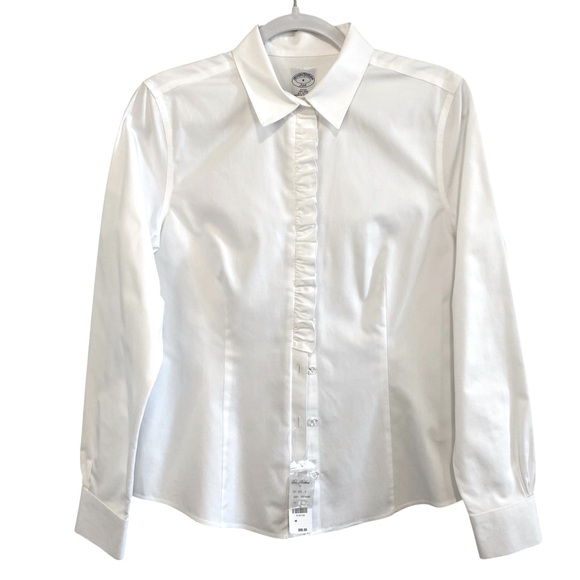 Brooks Brothers Tops - Brooks Brothers - Fitted Cotton Ruffle Dress Shirt - 8
